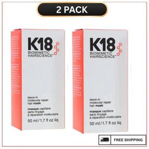 K18 Leave-In Molecular Repair Hair Mask 50ml Salon Hair Treatment 2 Pack